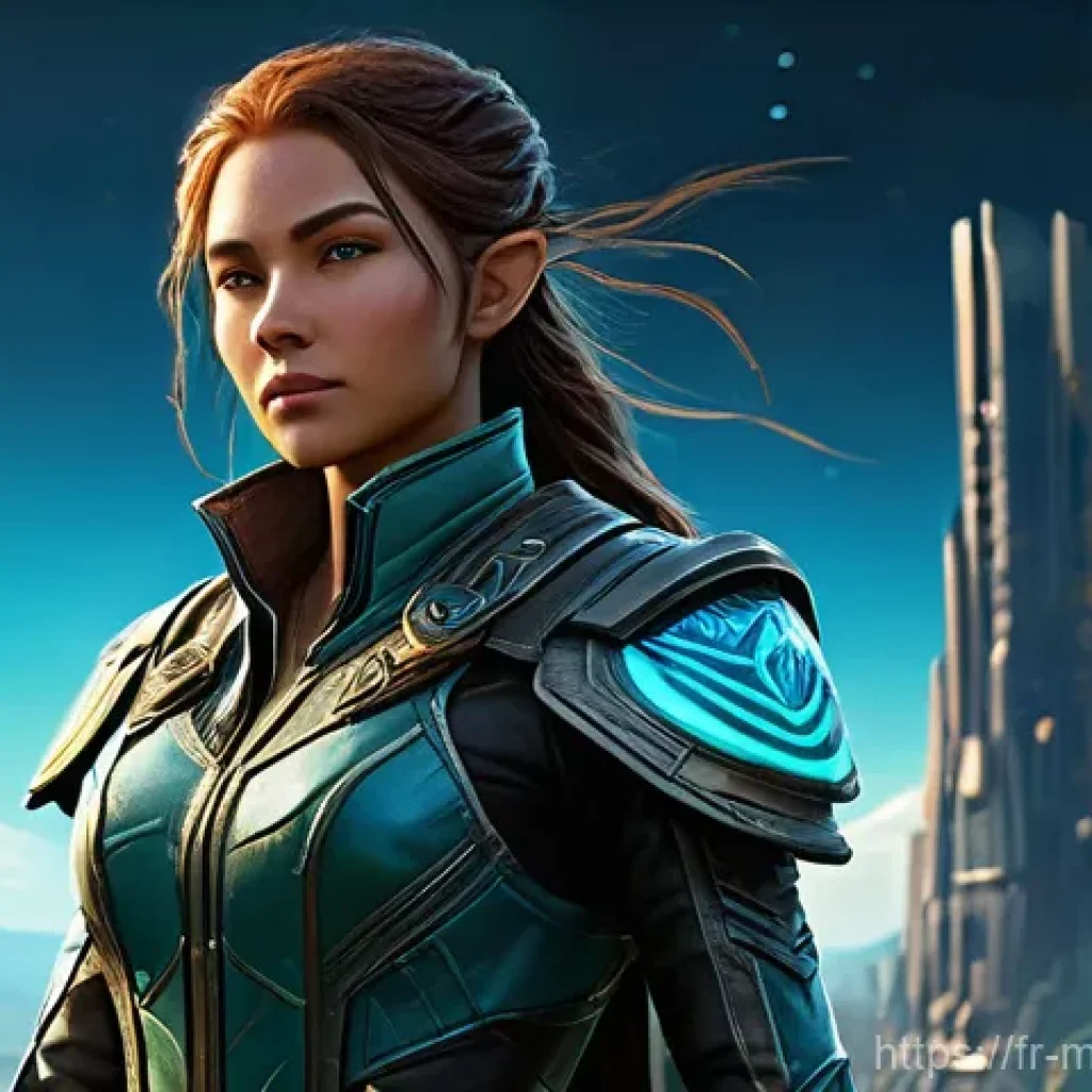 모바일게임 스킨 모음 - **"Confident Adventurer in a Legendary Skin"**
    A young adult female character, radiating confide...