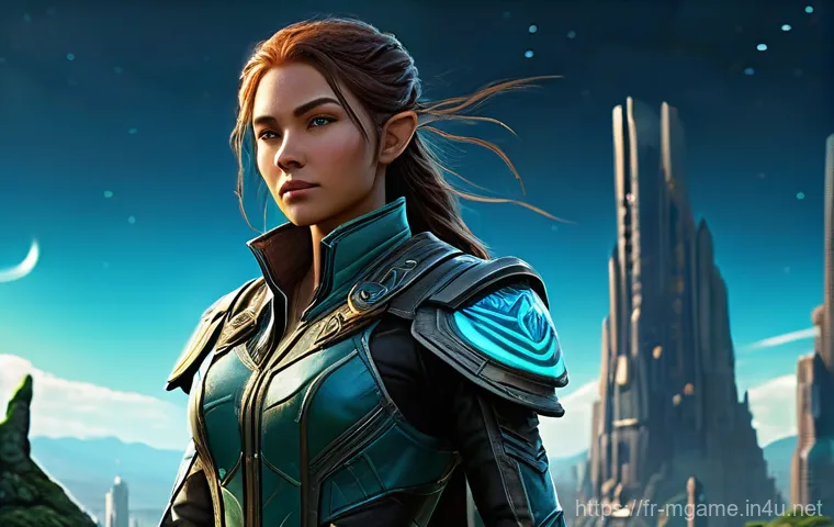 모바일게임 스킨 모음 - **"Confident Adventurer in a Legendary Skin"**
A young adult female character, radiating confide...