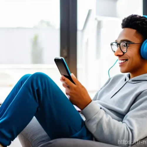 모바일게임 스트리밍 플랫폼 - **Prompt:** A young adult (18-25 years old, gender-neutral appearance) deeply absorbed in a mobile g...